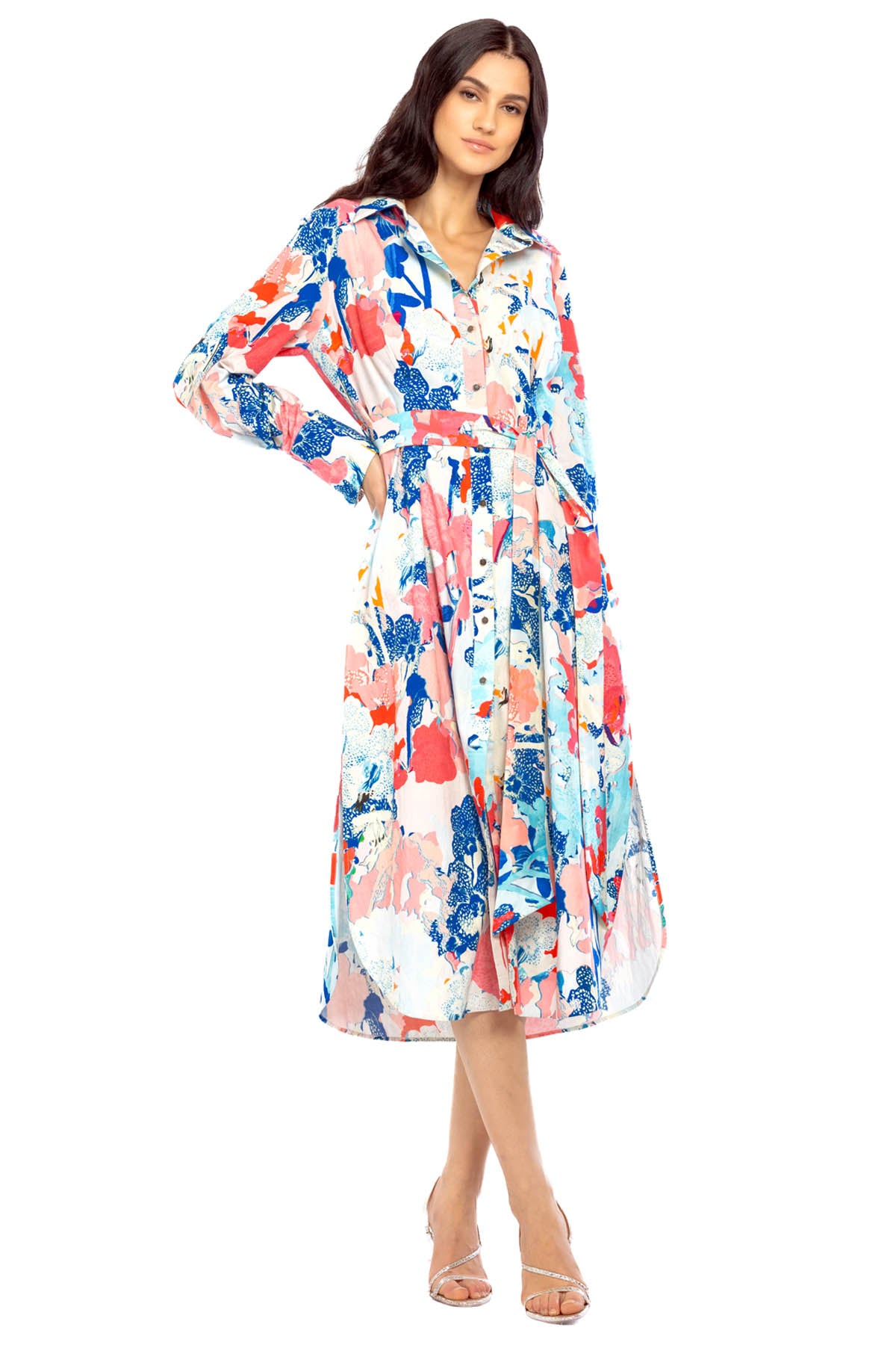 Buy Tropical Print Belted Dress by Mandira Wirk